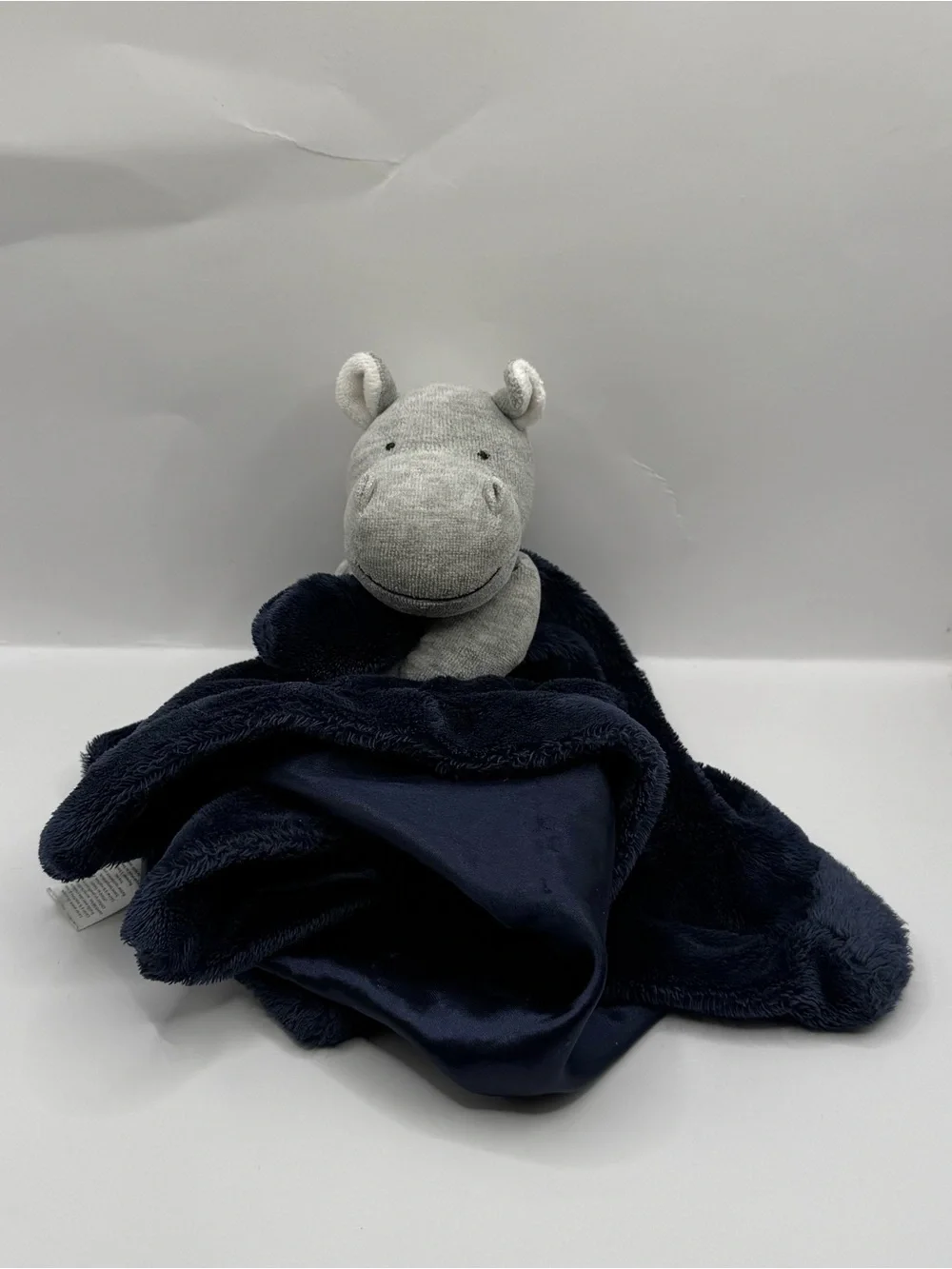 Carters Gray and Blue Hippo Lovey Security Blanket Soother Plush